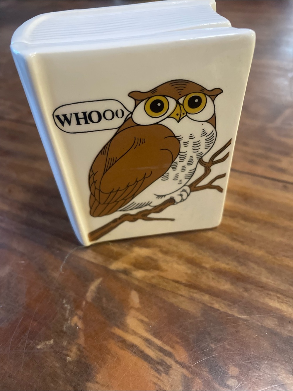 Vintage 1978 Porcelain Owl Trinket Box with 'Whooo' Design book graduate rare - Picture 6 of 8
